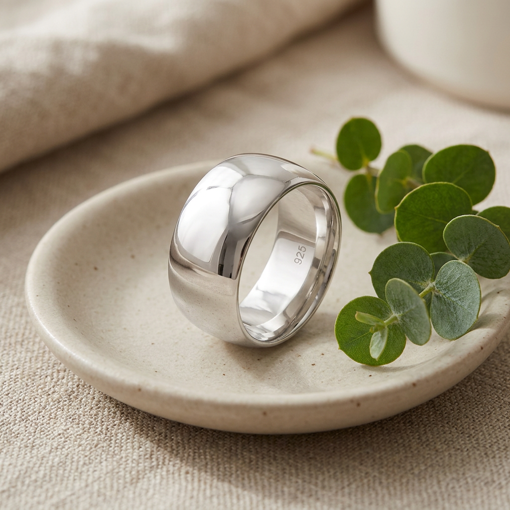 Sterling Silver 10mm Bold Dome Wedding Band Ring, Unisex life2