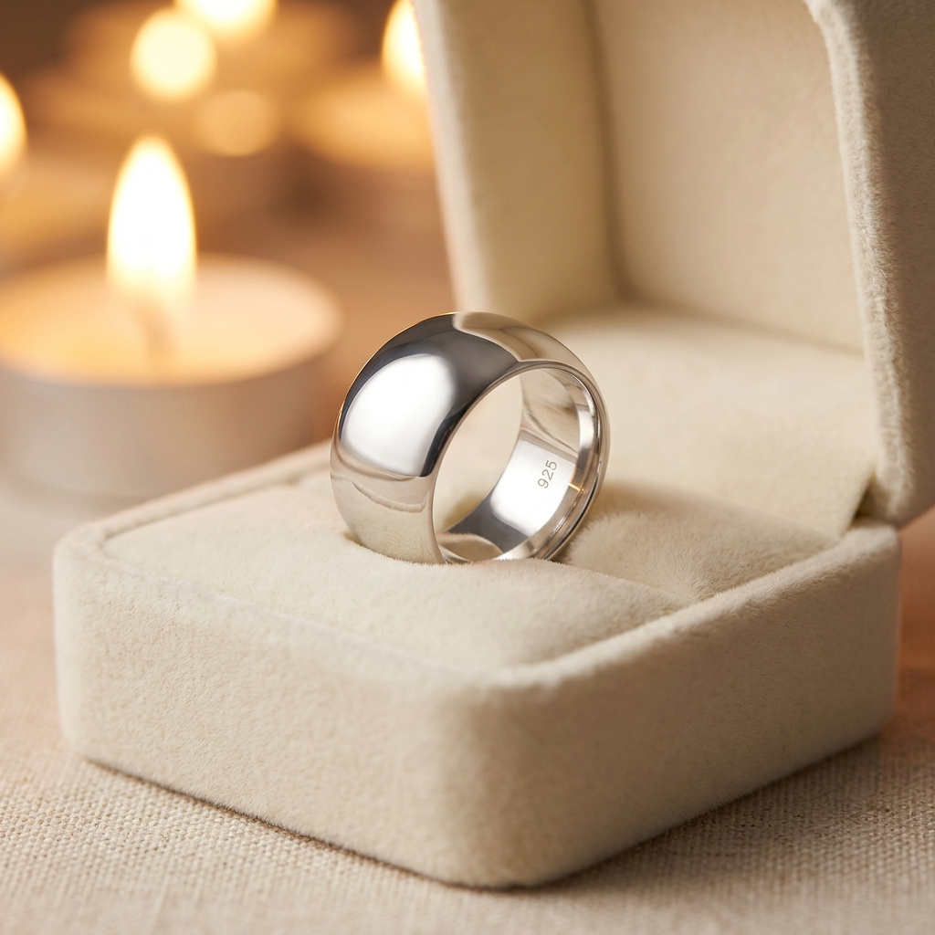 Sterling Silver 10mm Bold Dome Wedding Band Ring, Unisex life3