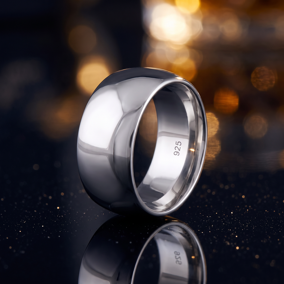 Sterling Silver 10mm Bold Dome Wedding Band Ring, Unisex life4