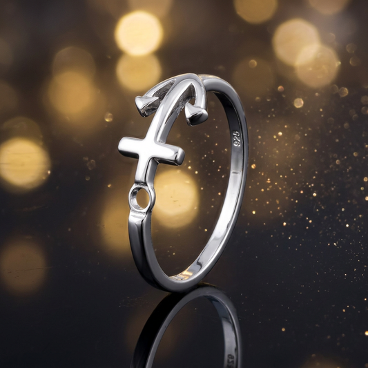Sterling Silver 1.7mm Sideways Anchor Nautical Ring for Women life4