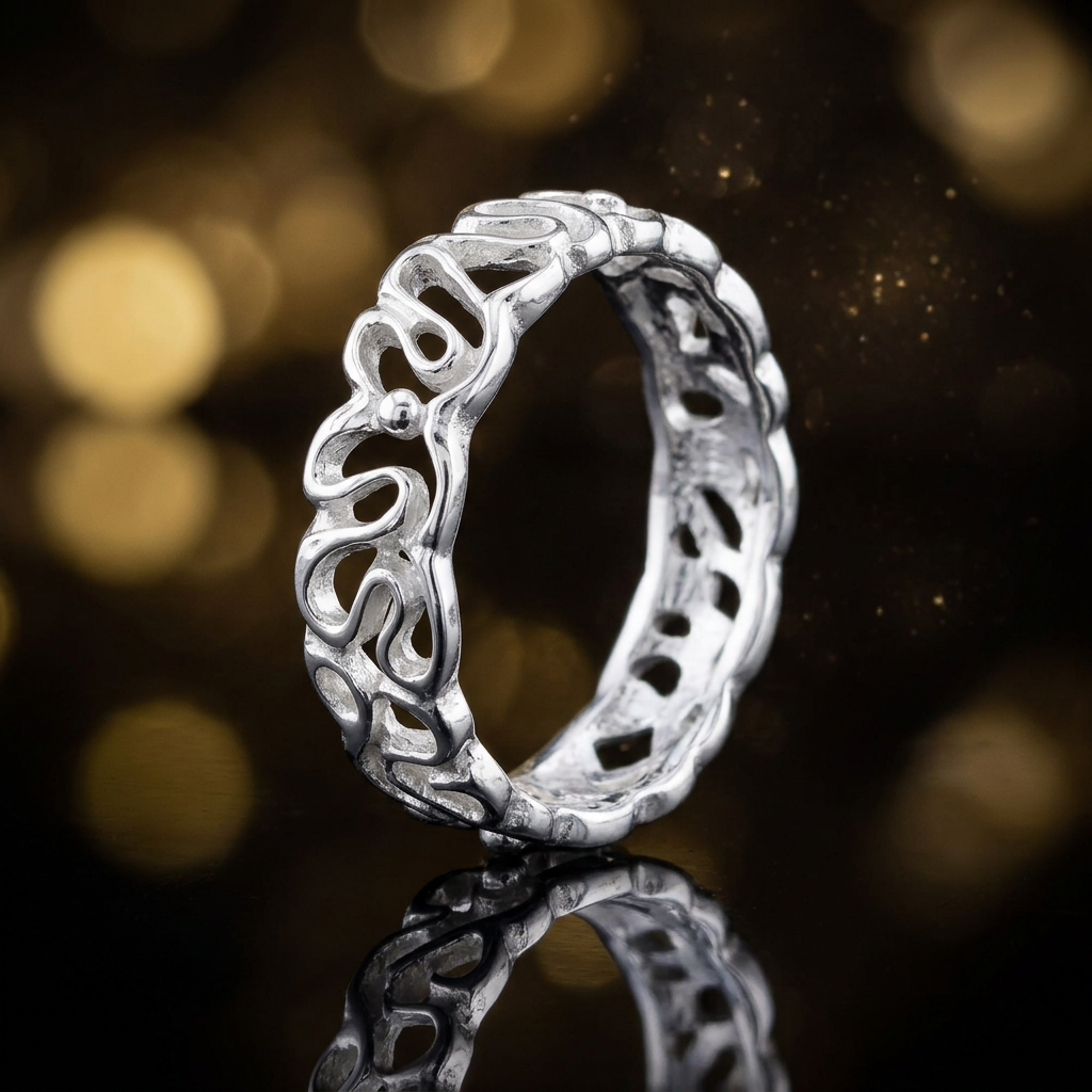 Sterling Silver 5.5mm Openwork Swirl Eternity Band Ring for Women life4