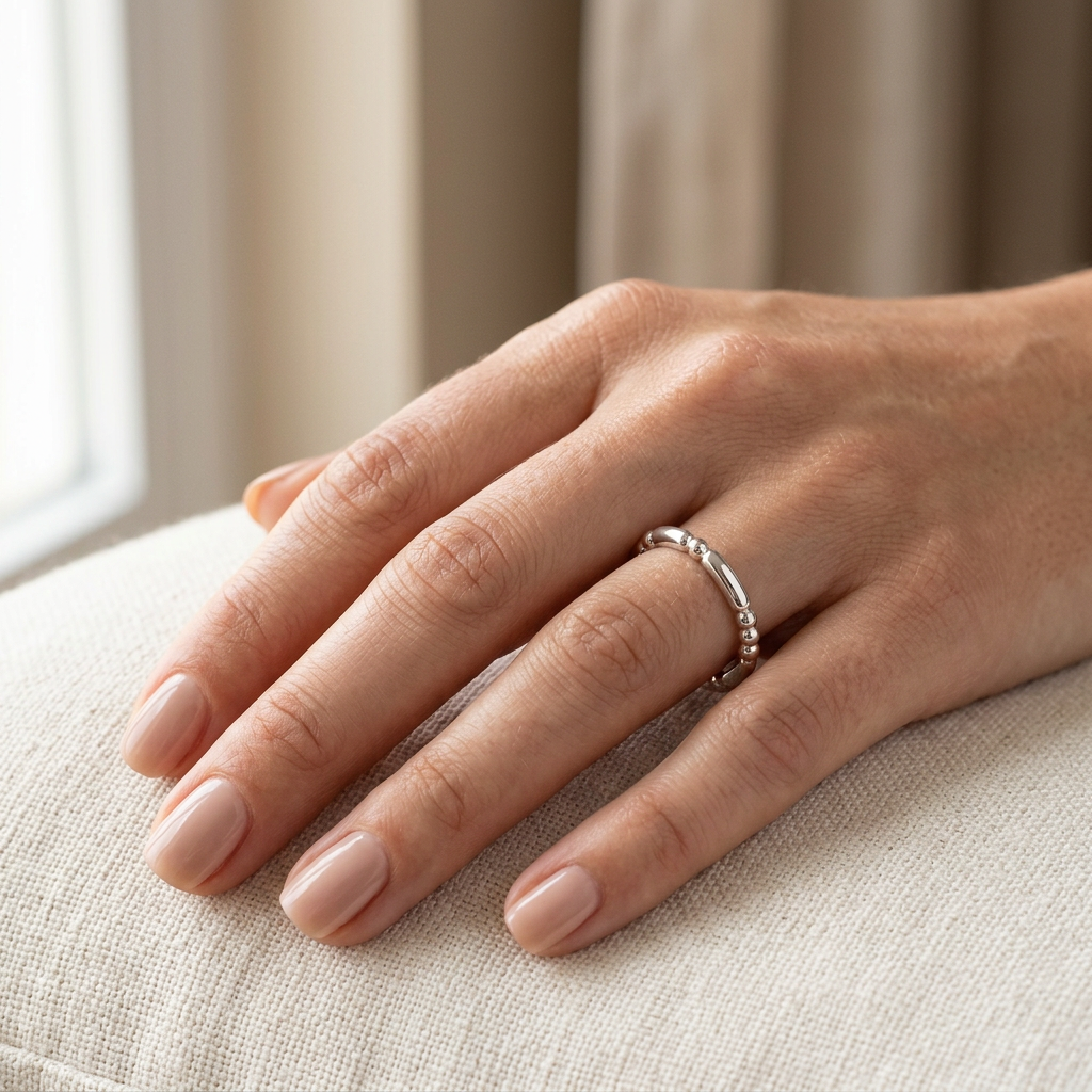 Sterling Silver 2.09mm Polished Bead and Bar Stackable Ring for Women model