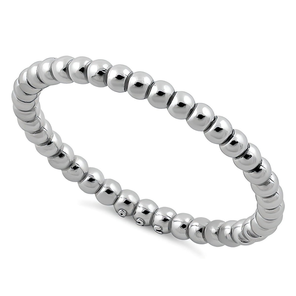 Sterling Silver 2mm Round Ball Bead Eternity Stacking Band Ring for Women
