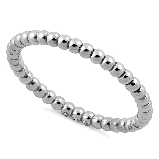 Sterling Silver 2mm Round Ball Bead Eternity Stacking Band Ring for Women