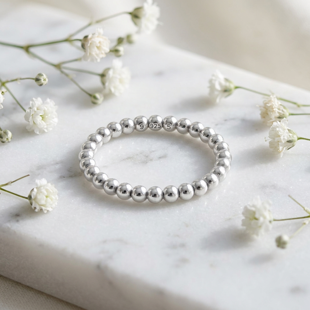 Sterling Silver 2mm Round Ball Bead Eternity Stacking Band Ring for Women life1