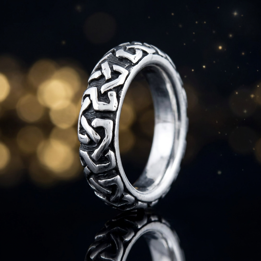 Sterling Silver 5.1mm Oxidized Celtic Knot Rounded Band Ring for Women life4