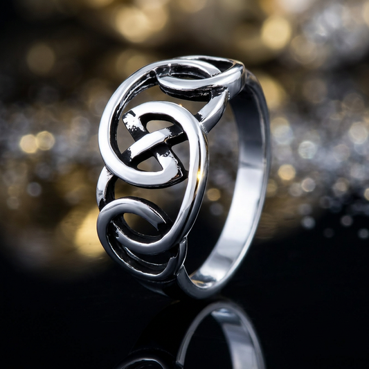 Sterling Silver 3.7mm Oxidized Celtic Knot Linked Loops Ring for Women life4
