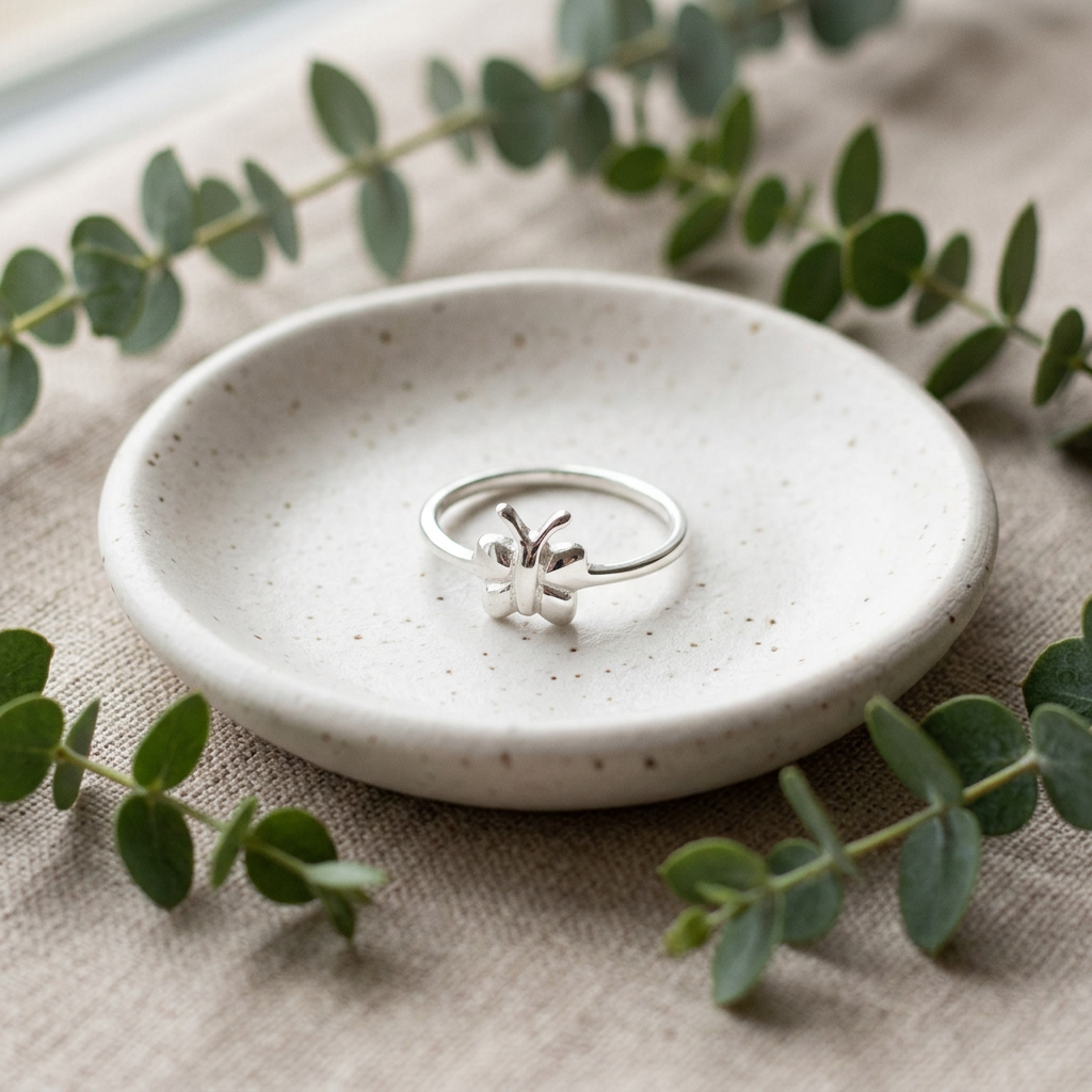 Sterling Silver 1.1mm Petite Butterfly Stacking Ring for Women life2