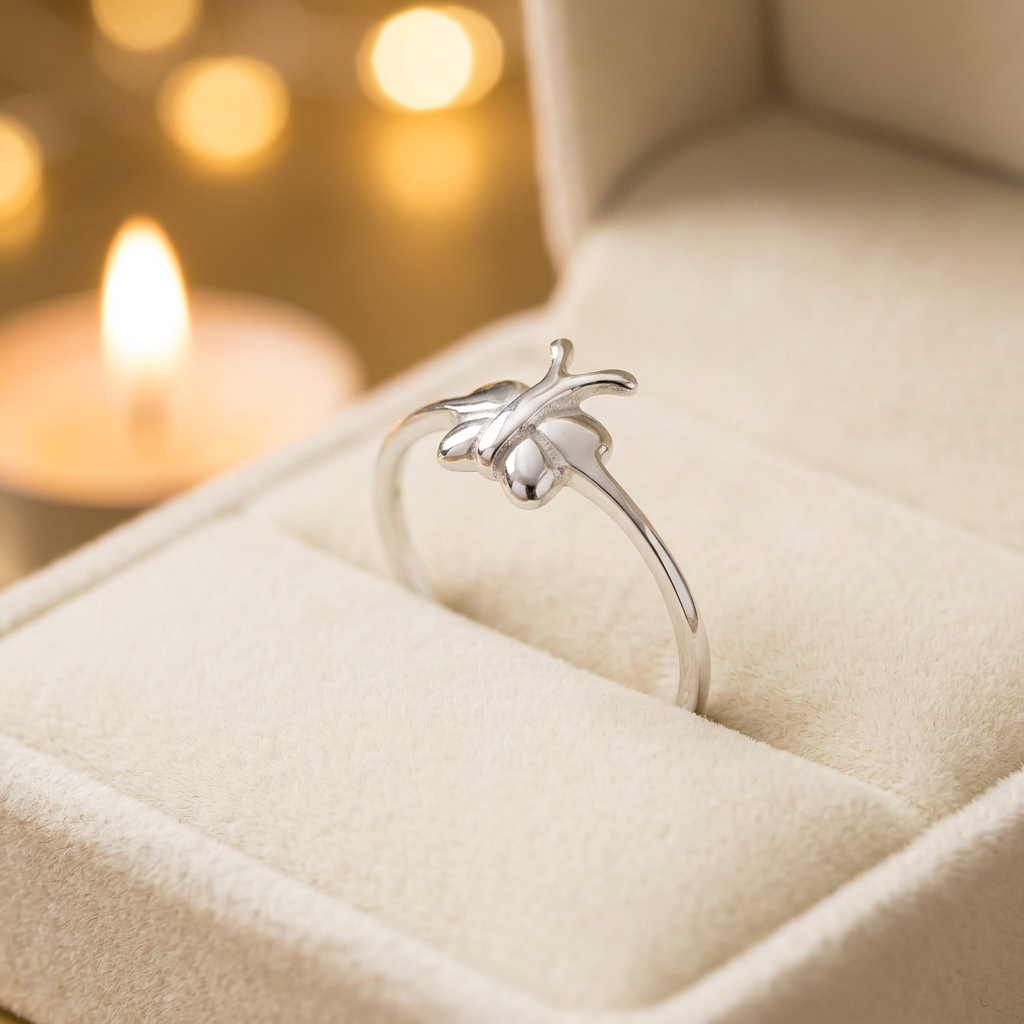 Sterling Silver 1.1mm Petite Butterfly Stacking Ring for Women life3
