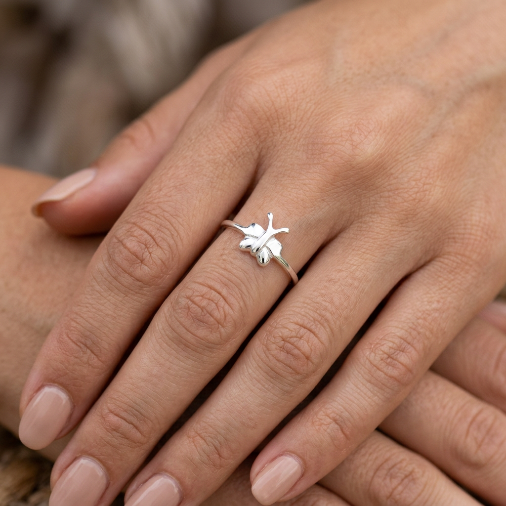 Sterling Silver 1.1mm Petite Butterfly Stacking Ring for Women model
