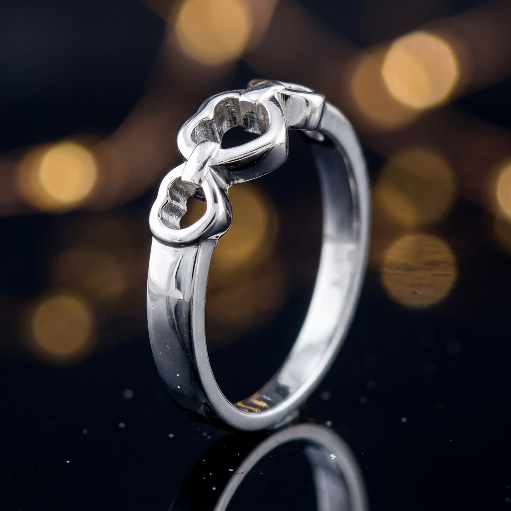 Sterling Silver 2.3mm Three Linked Open Hearts Promise Ring for Women life4