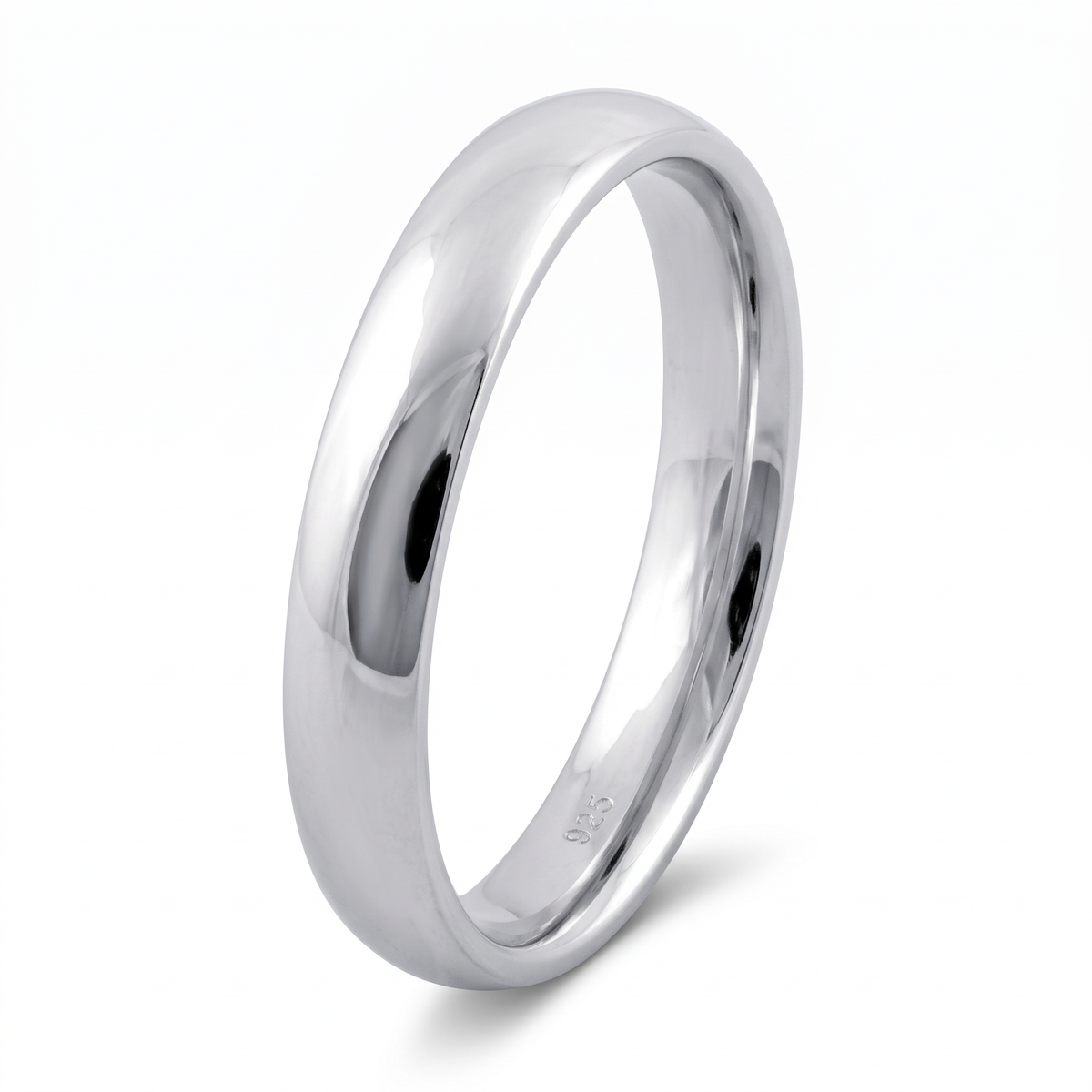 Sterling Silver 3mm Classic Dome Comfort Fit Wedding Band Ring, Unisex