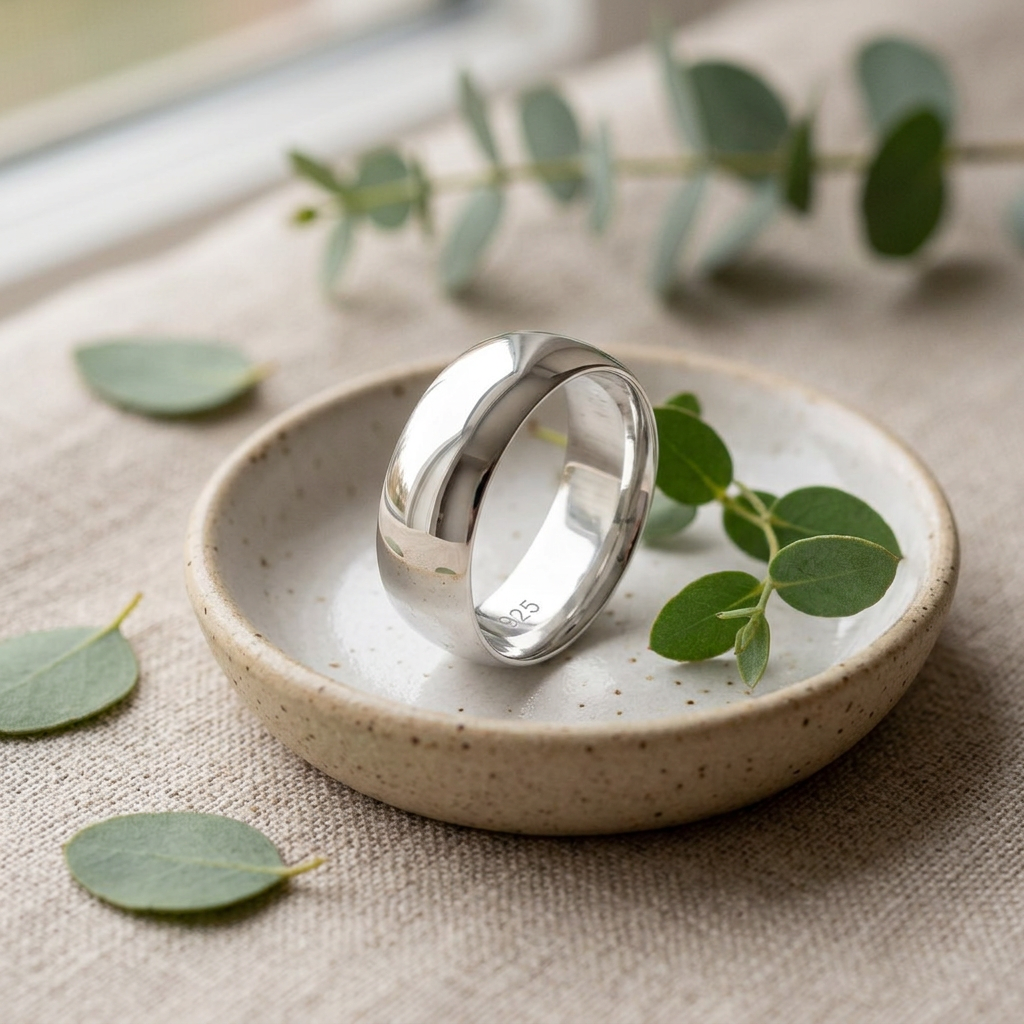 Sterling Silver 7mm Plain Dome Wedding Band Ring, Unisex life2