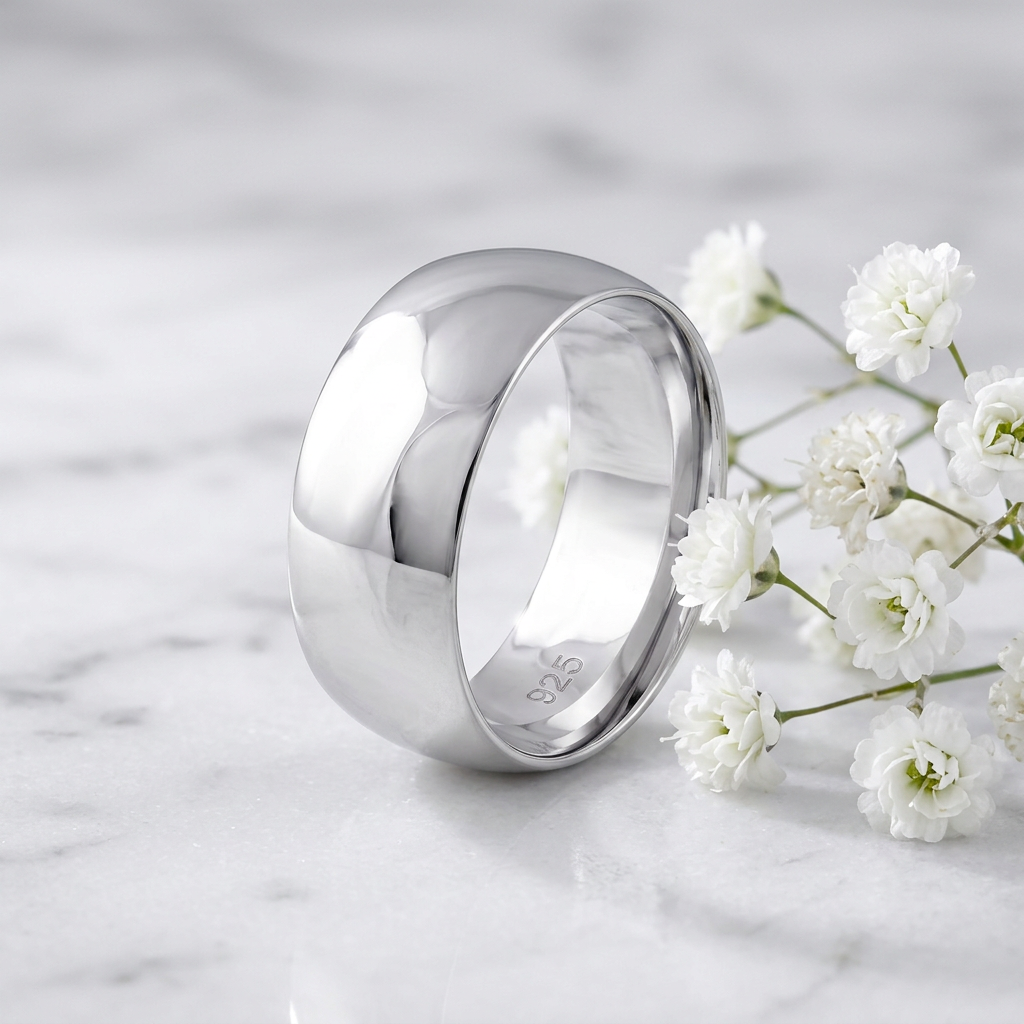 Sterling Silver 8mm Plain Dome Wedding Band Ring, Unisex life1