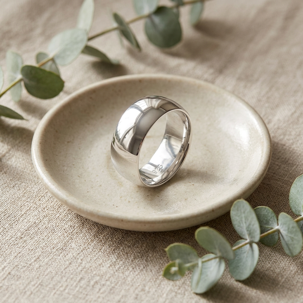 Sterling Silver 8mm Plain Dome Wedding Band Ring, Unisex life2