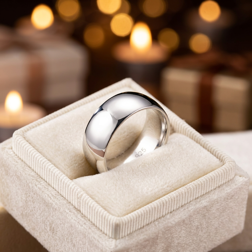 Sterling Silver 8mm Plain Dome Wedding Band Ring, Unisex life3