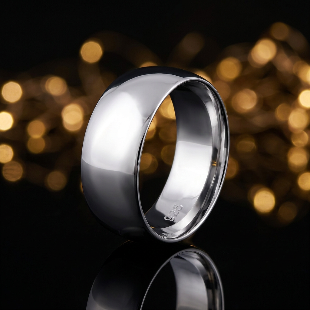 Sterling Silver 8mm Plain Dome Wedding Band Ring, Unisex life4