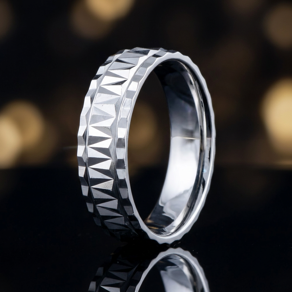 Sterling Silver 6mm Diamond Cut Pyramid Facet Wedding Band Ring for Women life4