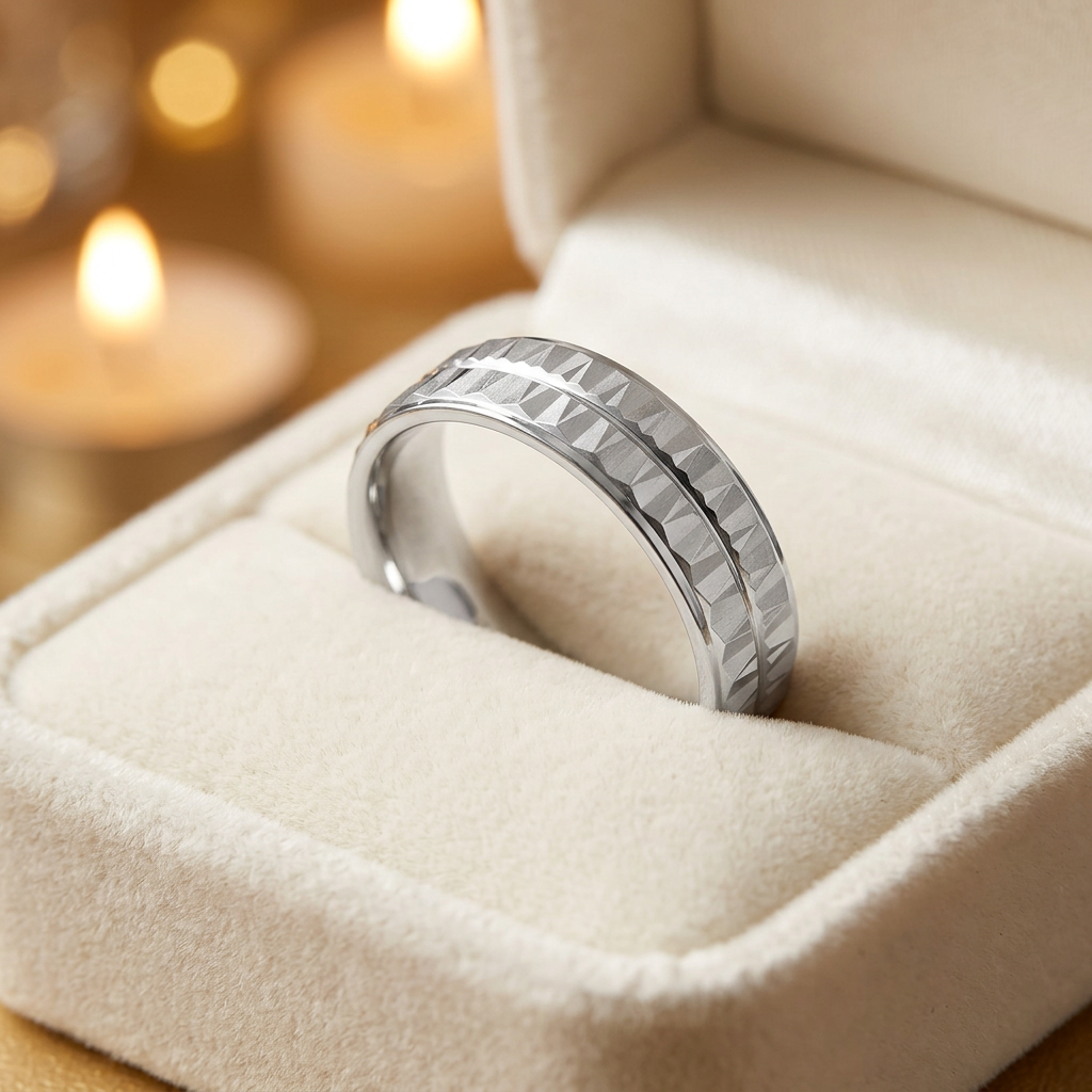 Sterling Silver 6.15mm Diamond Cut Double Row Wedding Band Ring for Women life3