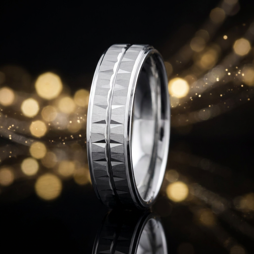 Sterling Silver 6.15mm Diamond Cut Double Row Wedding Band Ring for Women life4