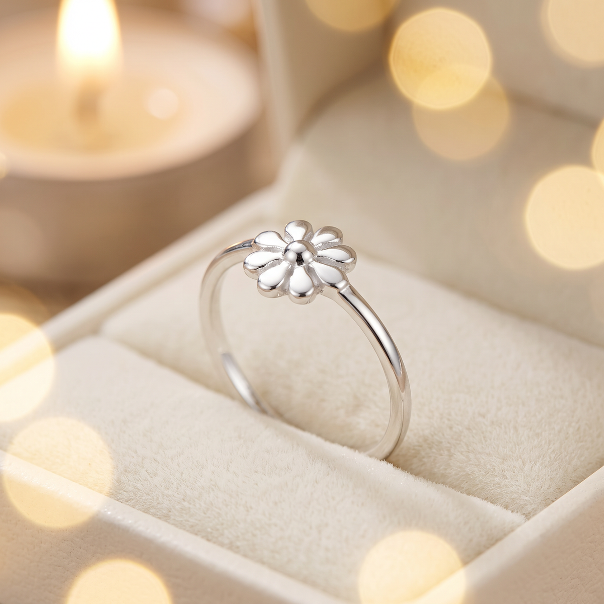 Sterling Silver Dainty Daisy Flower Ring for Women life3