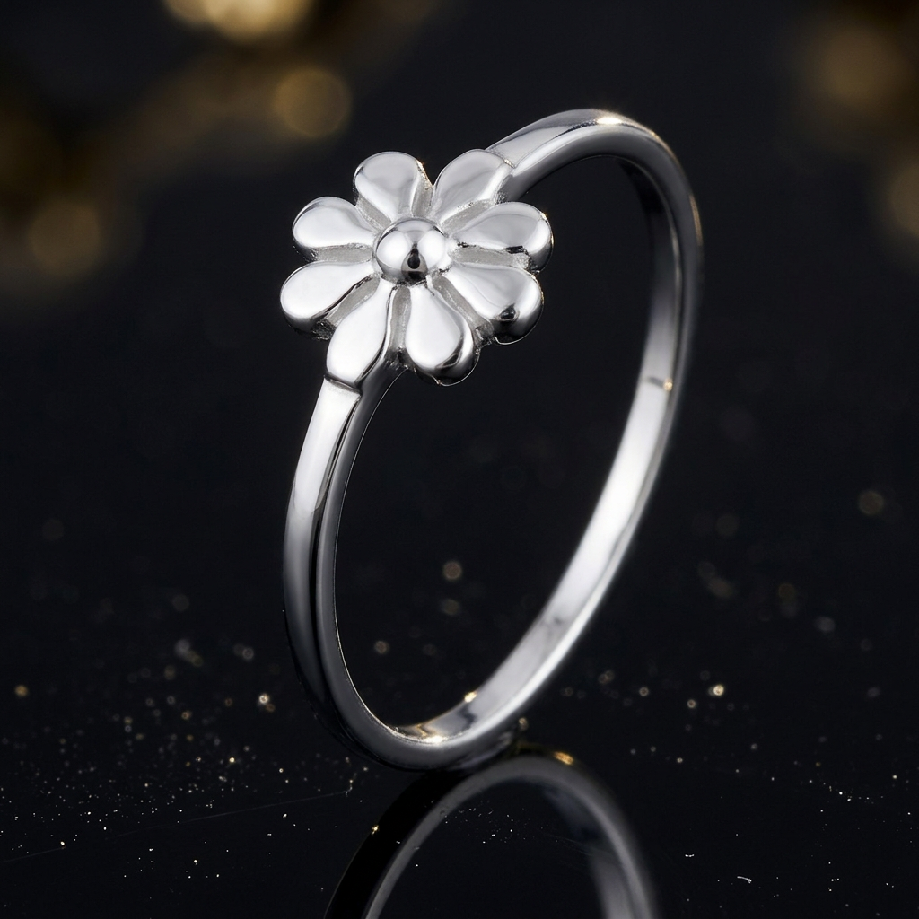 Sterling Silver Dainty Daisy Flower Ring for Women life4