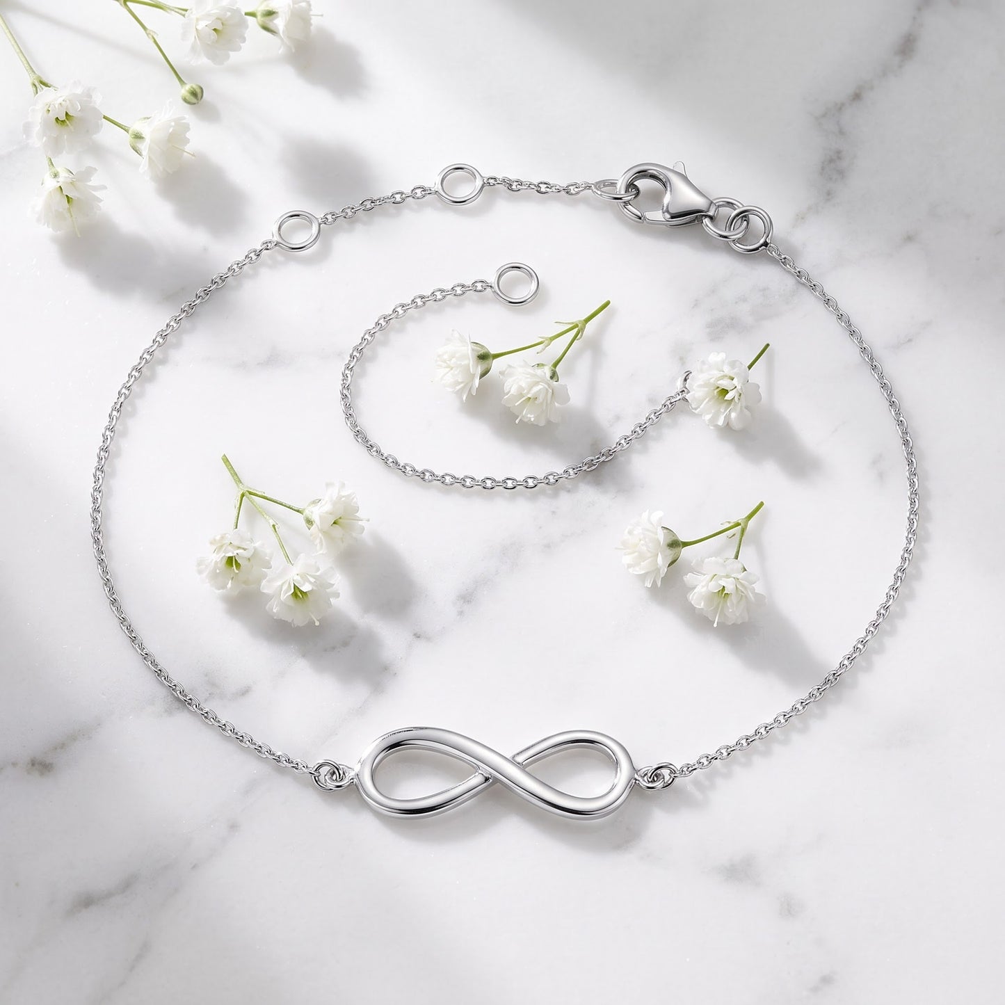 Sterling Silver Infinity Bracelet for Women, Dainty Everyday Jewelry Gift view 1