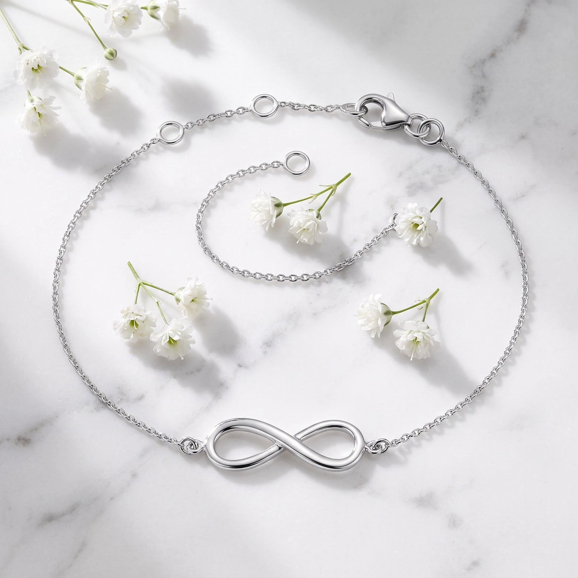 Sterling Silver Infinity Bracelet for Women, Dainty Everyday Jewelry Gift view 1