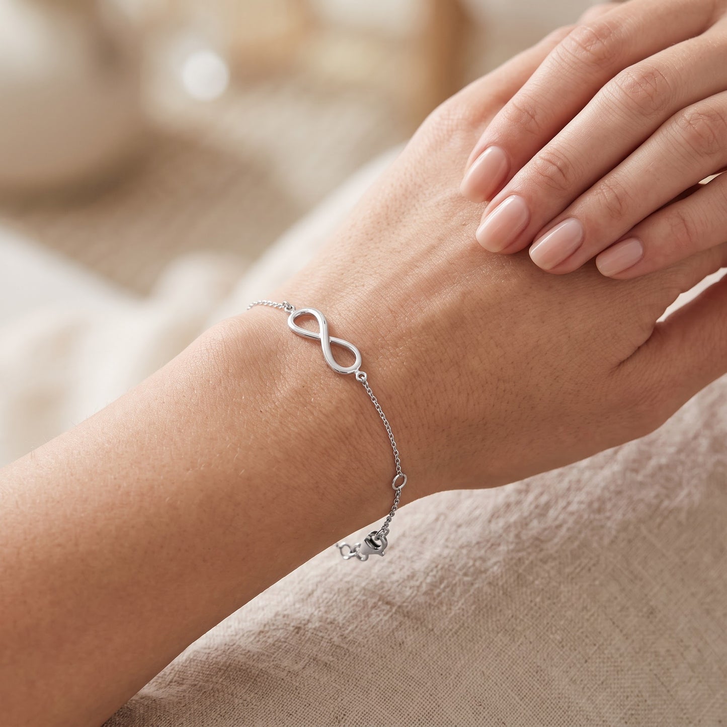 Sterling Silver Infinity Bracelet for Women, Dainty Everyday Jewelry Gift view 4