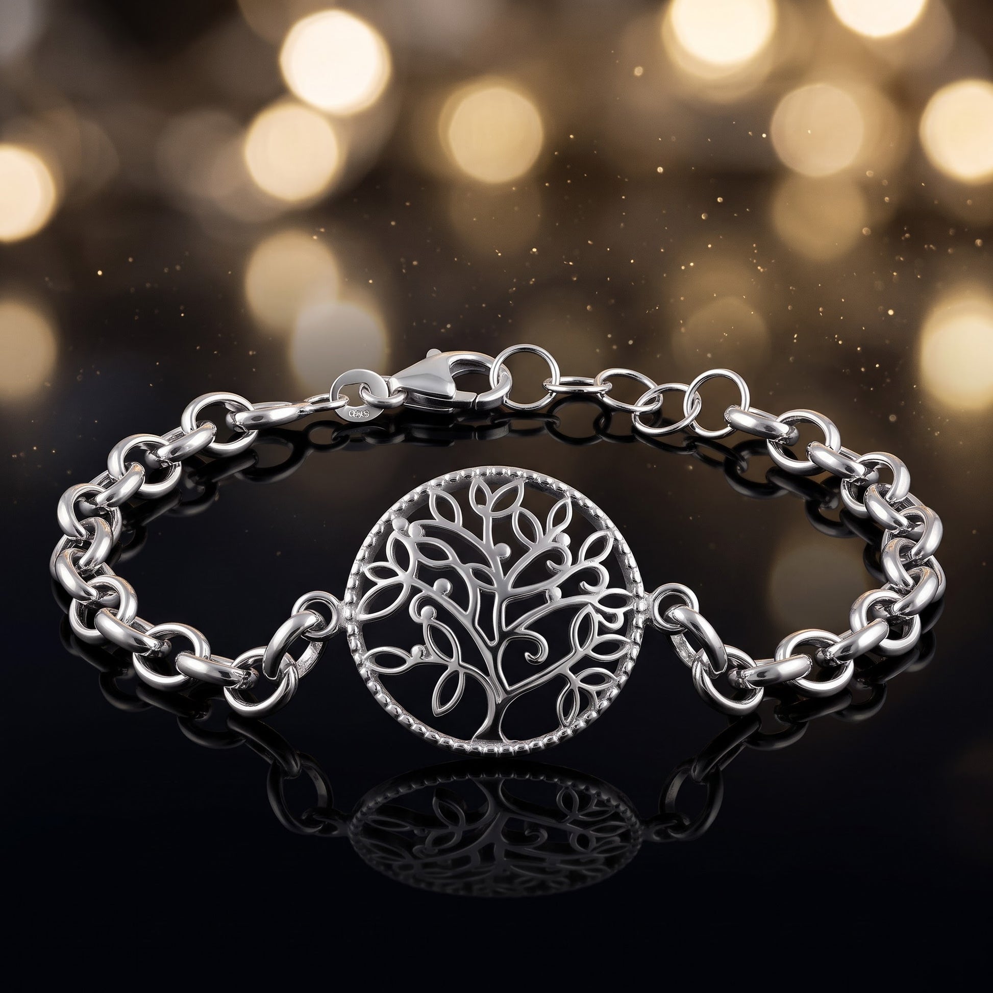 Sterling Silver Tree of Life Bracelet for Women, Chain Link, Dainty Everyday Jewelry Gift view 3