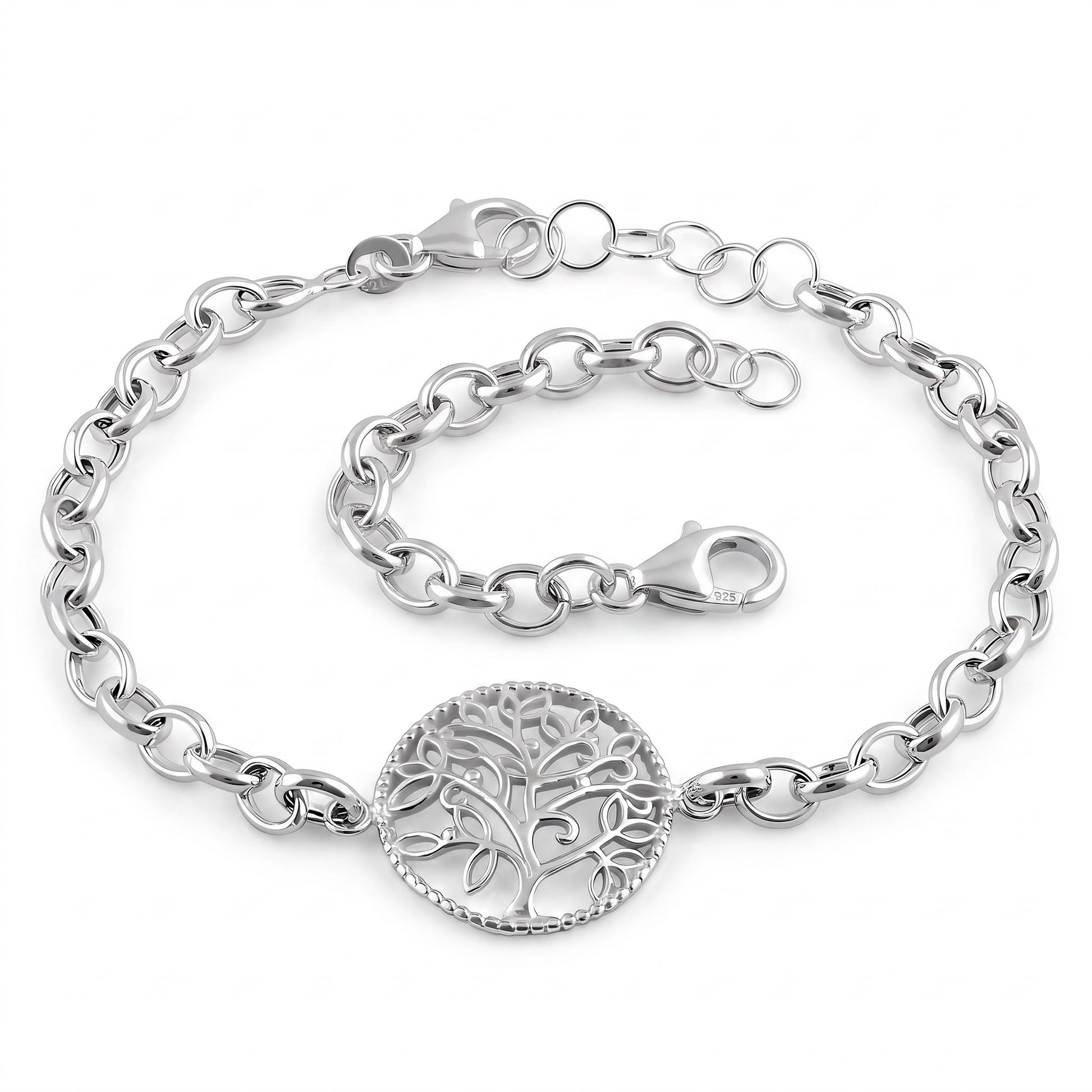 Sterling Silver Tree of Life Bracelet for Women, Chain Link, Dainty Everyday Jewelry Gift
