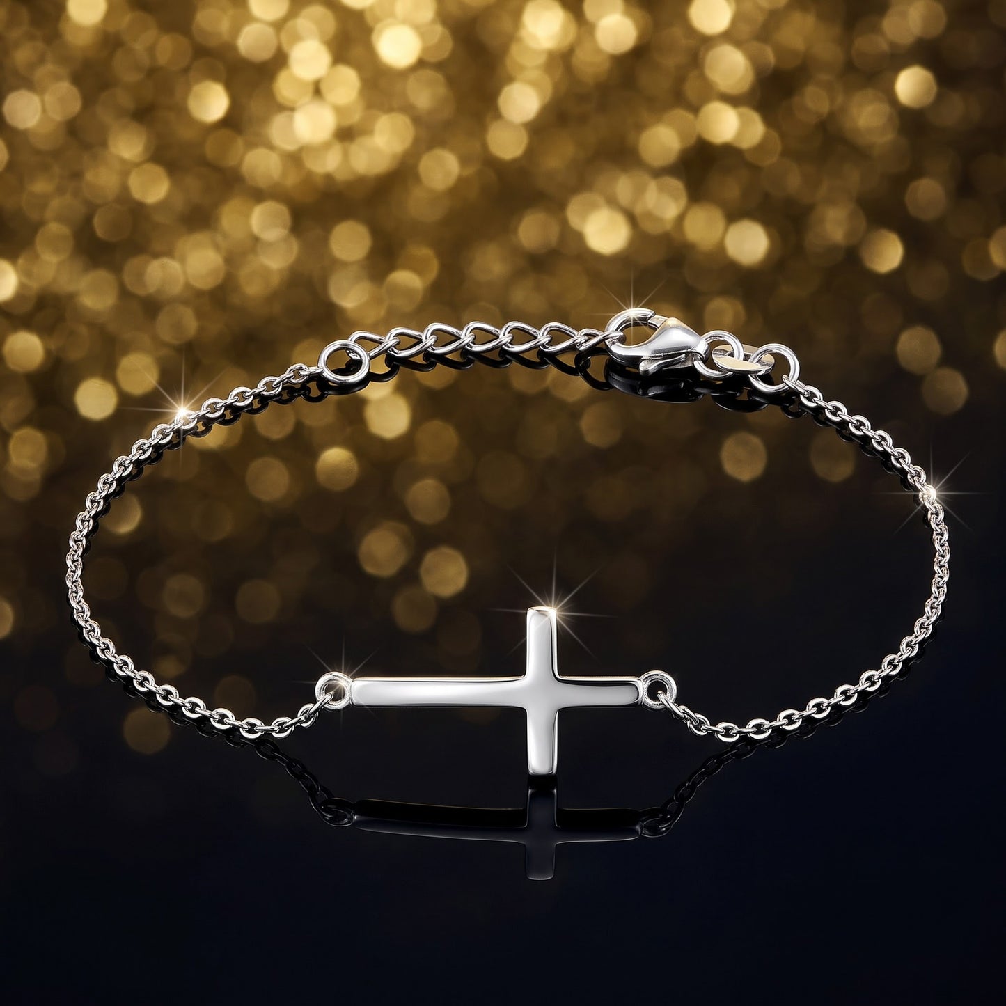 Sterling Silver Cross Bracelet for Women, Dainty Everyday Jewelry Gift view 3