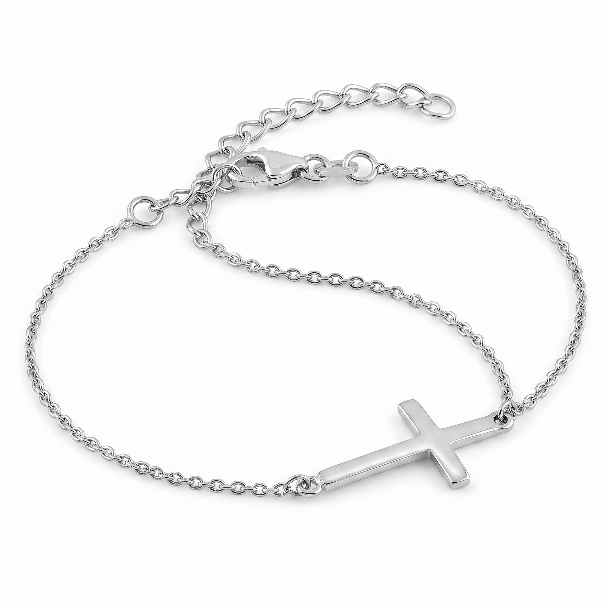 Sterling Silver Cross Bracelet for Women, Dainty Everyday Jewelry Gift