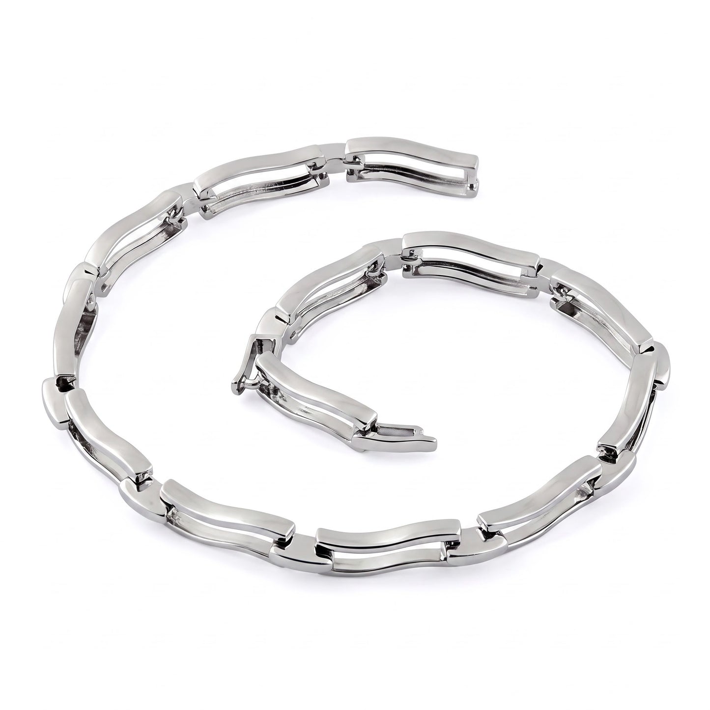 Sterling Silver Stylish Wave Bracelet for Women, Chain Link, Dainty Everyday Jewelry Gift