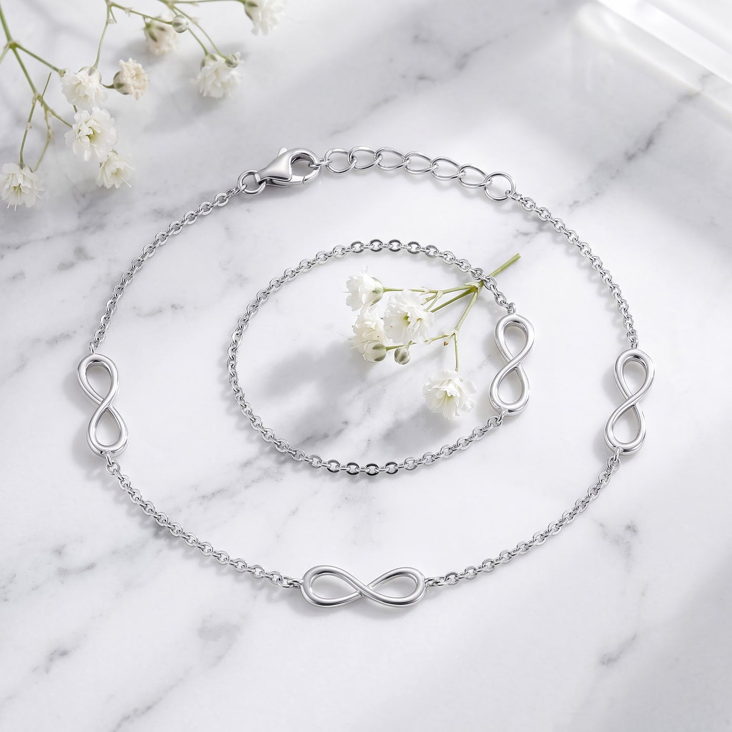 Sterling Silver Triple Infinity Bracelet for Women, Dainty Everyday Jewelry Gift view 1