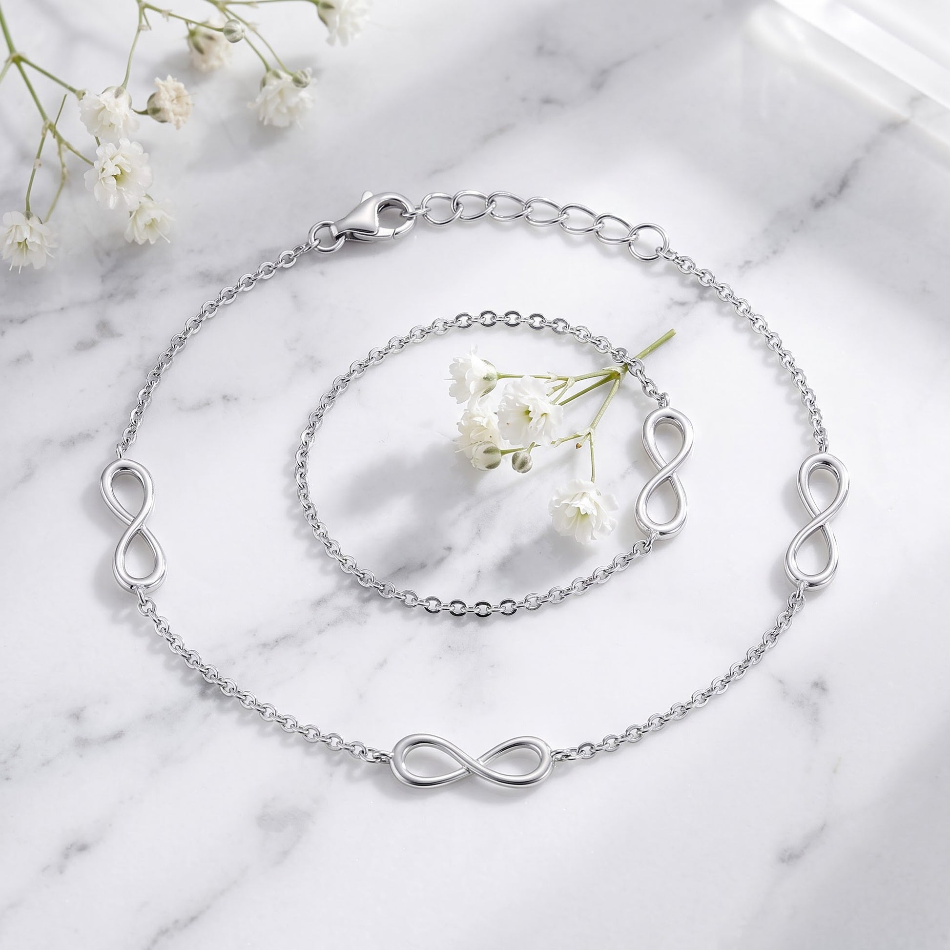Sterling Silver Triple Infinity Bracelet for Women, Dainty Everyday Jewelry Gift view 1