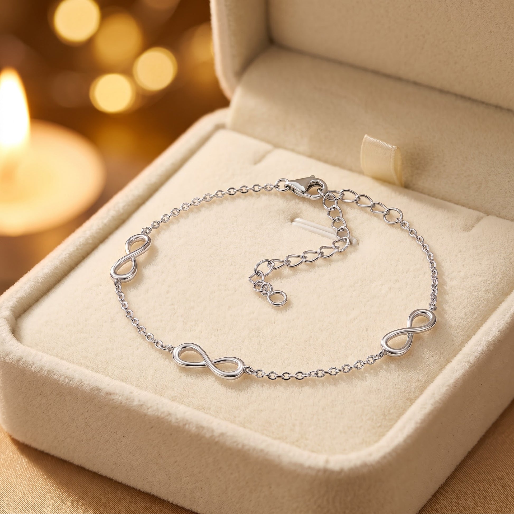 Sterling Silver Triple Infinity Bracelet for Women, Dainty Everyday Jewelry Gift view 2