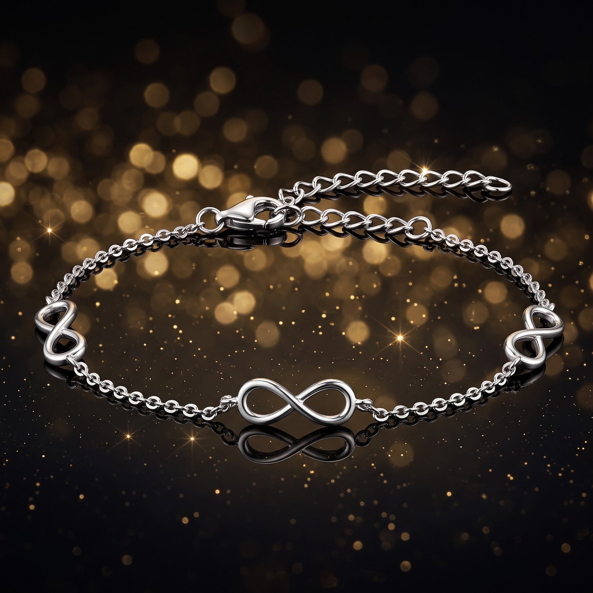 Sterling Silver Triple Infinity Bracelet for Women, Dainty Everyday Jewelry Gift view 3