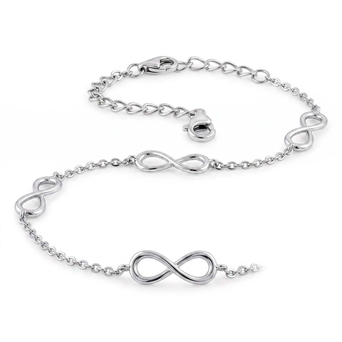 Sterling Silver Triple Infinity Bracelet for Women, Dainty Everyday Jewelry Gift