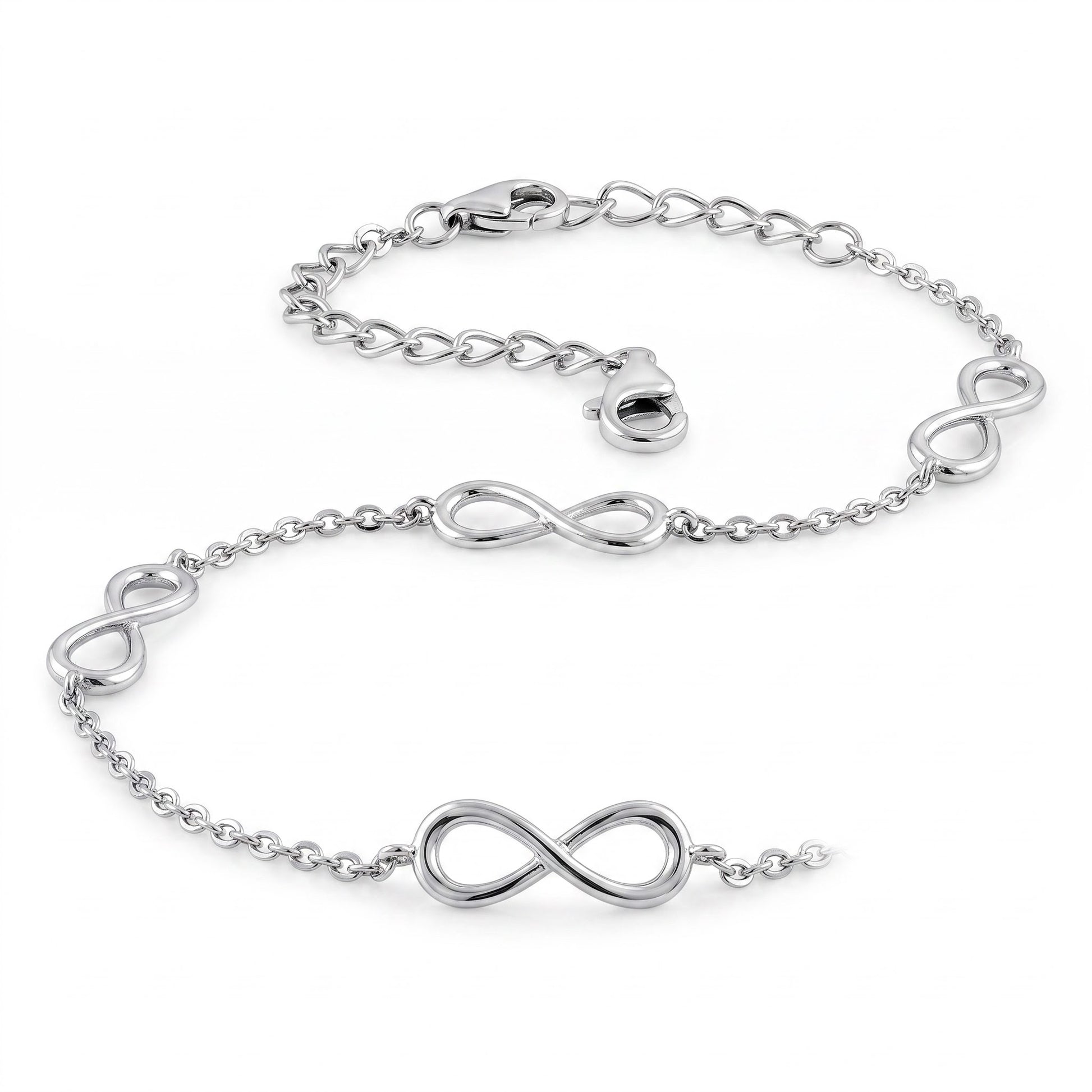 Sterling Silver Triple Infinity Bracelet for Women, Dainty Everyday Jewelry Gift