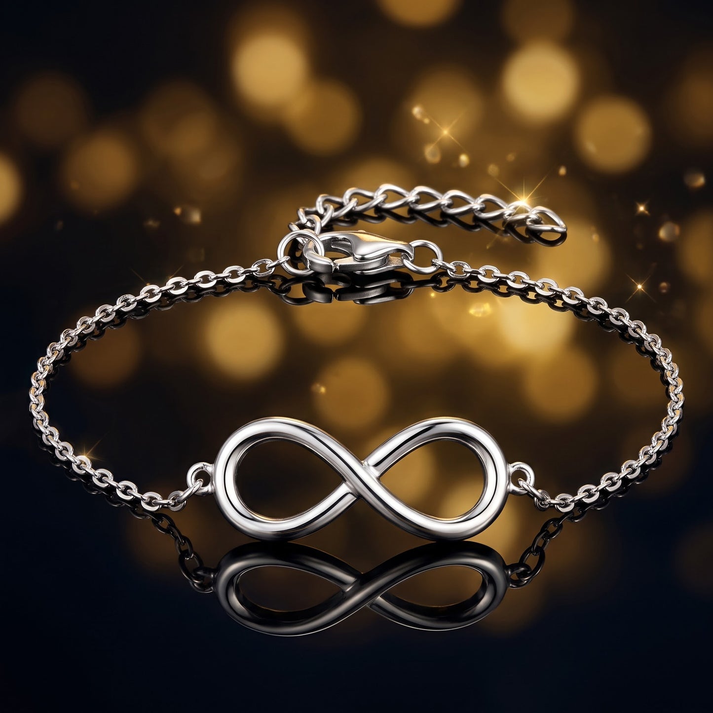 Sterling Silver Classic Infinity Bracelet for Women, Dainty Everyday Jewelry Gift view 3