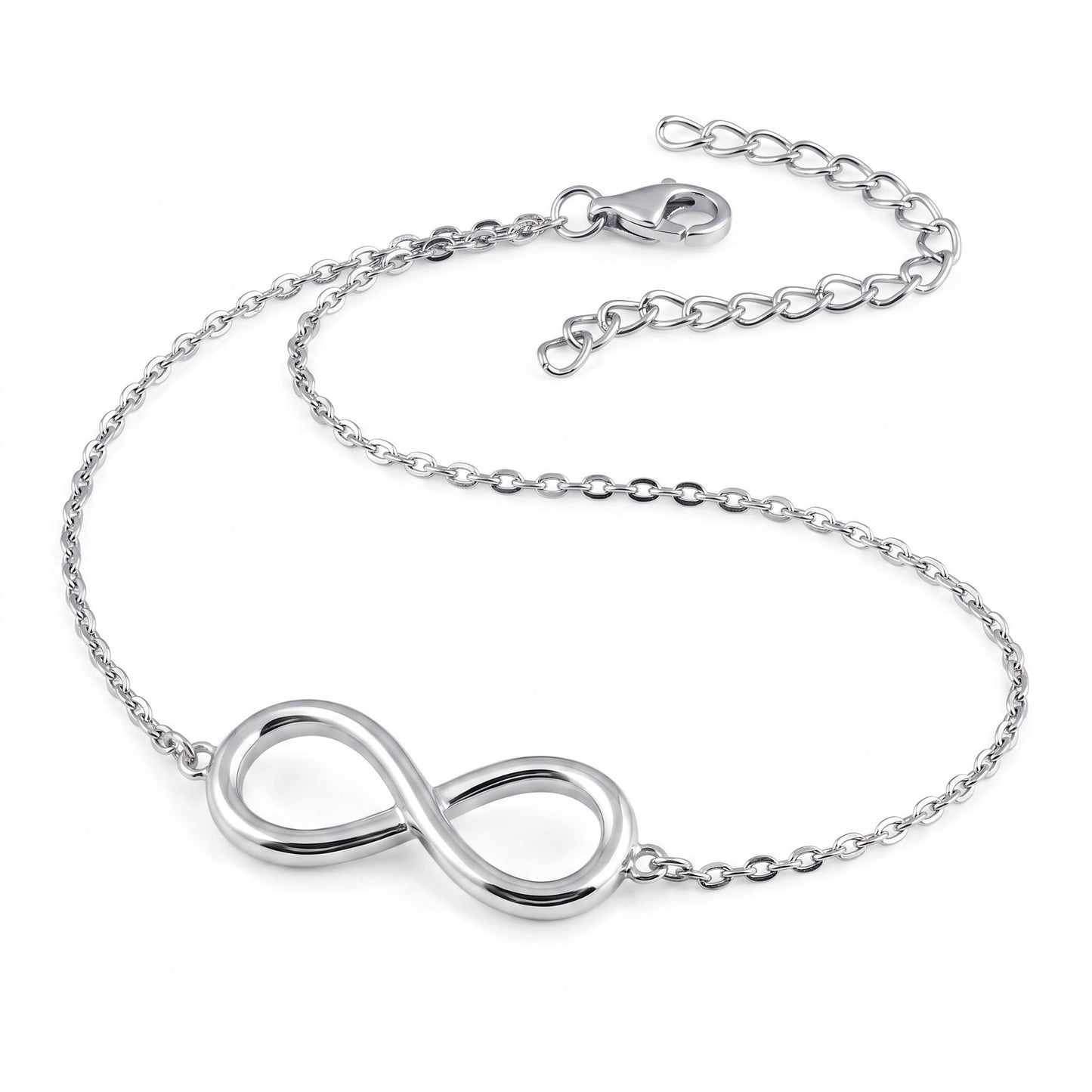 Sterling Silver Classic Infinity Bracelet for Women, Dainty Everyday Jewelry Gift