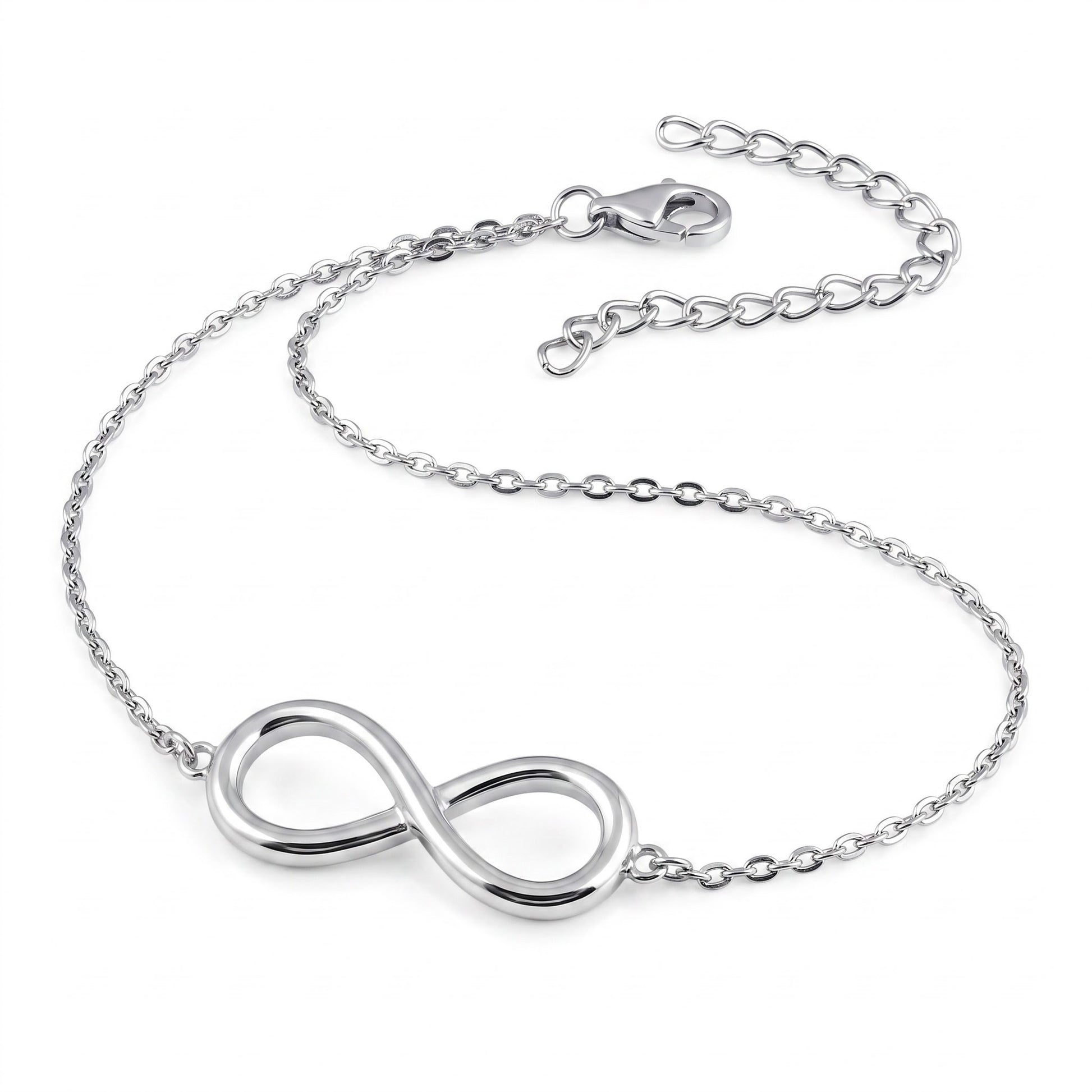 Sterling Silver Classic Infinity Bracelet for Women, Dainty Everyday Jewelry Gift