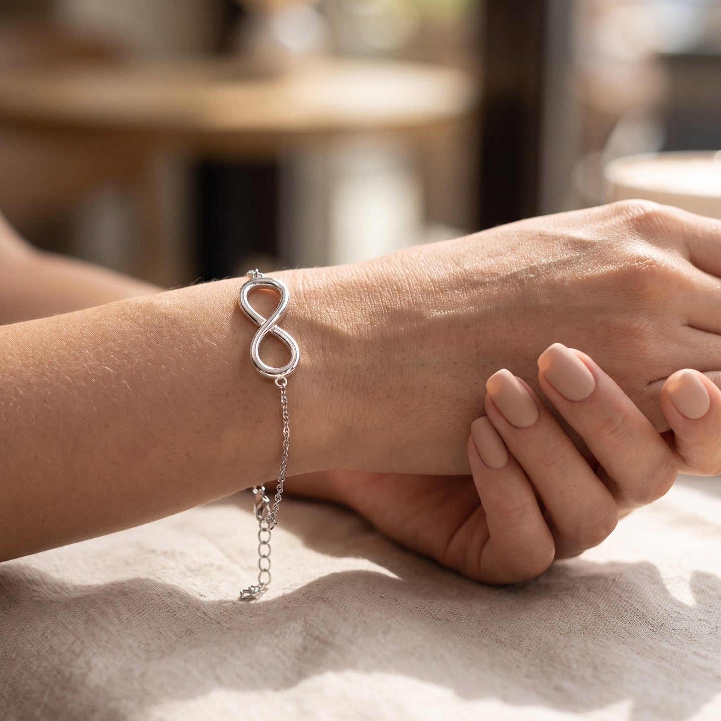 Sterling Silver Classic Infinity Bracelet for Women, Dainty Everyday Jewelry Gift view 4