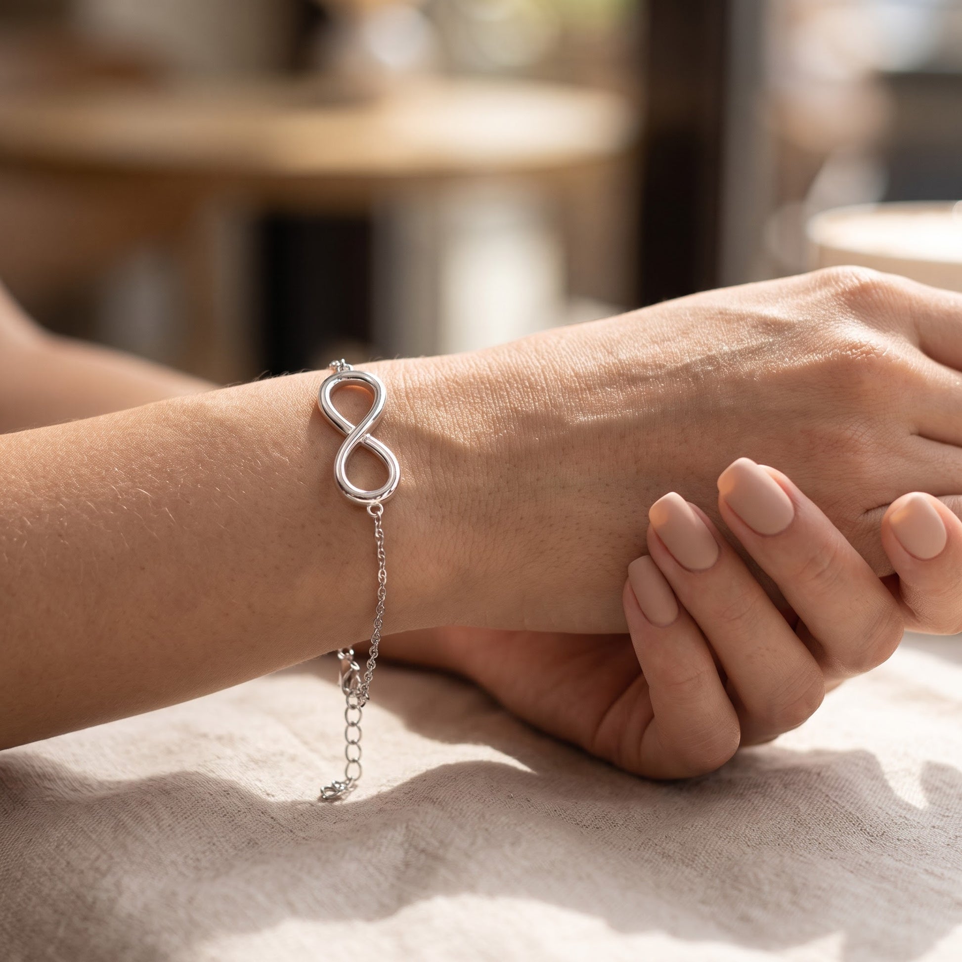 Sterling Silver Classic Infinity Bracelet for Women, Dainty Everyday Jewelry Gift view 4