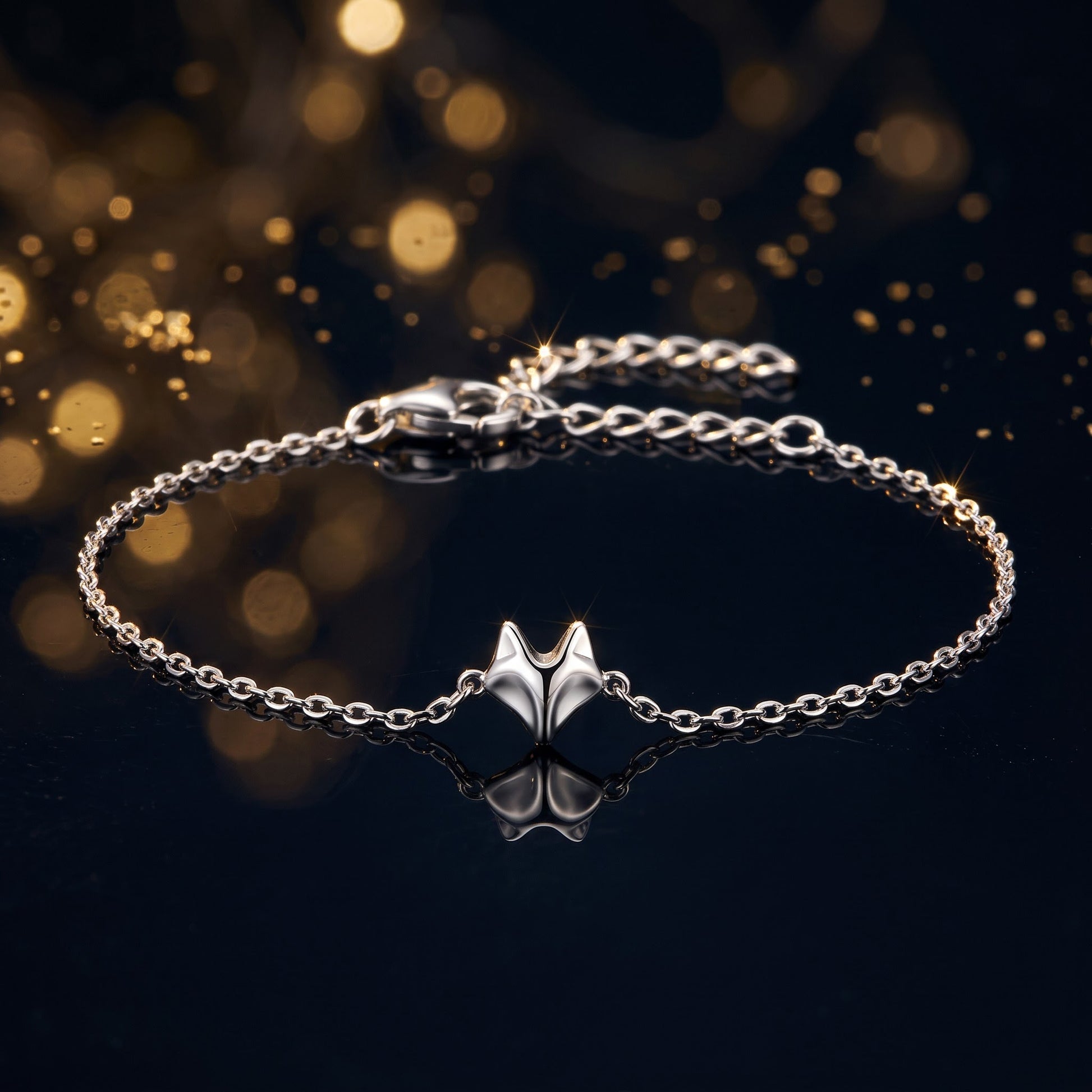 Sterling Silver Fox Bracelet for Women, Chain Link, Dainty Everyday Jewelry Gift view 3