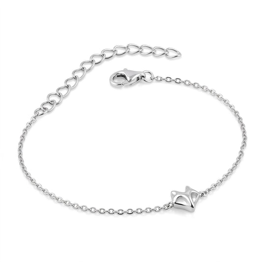 Sterling Silver Fox Bracelet for Women, Chain Link, Dainty Everyday Jewelry Gift
