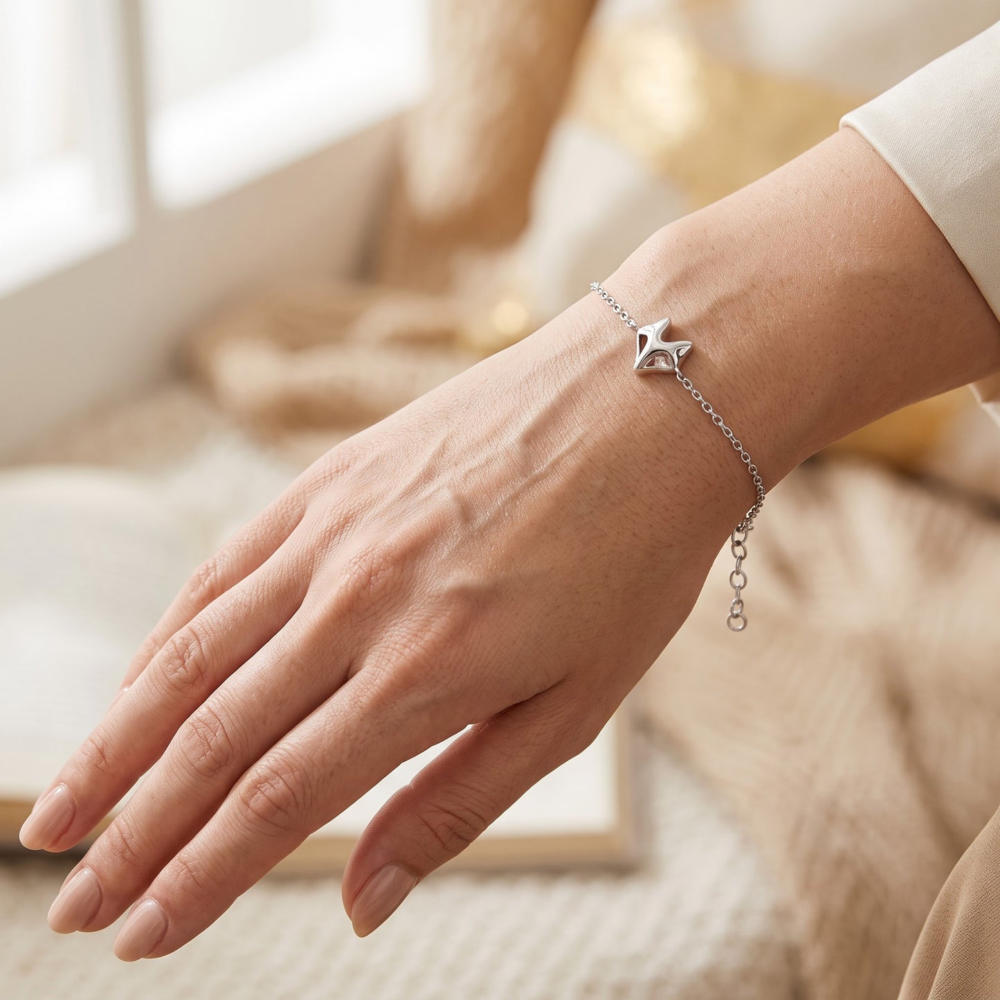 Sterling Silver Fox Bracelet for Women, Chain Link, Dainty Everyday Jewelry Gift view 4