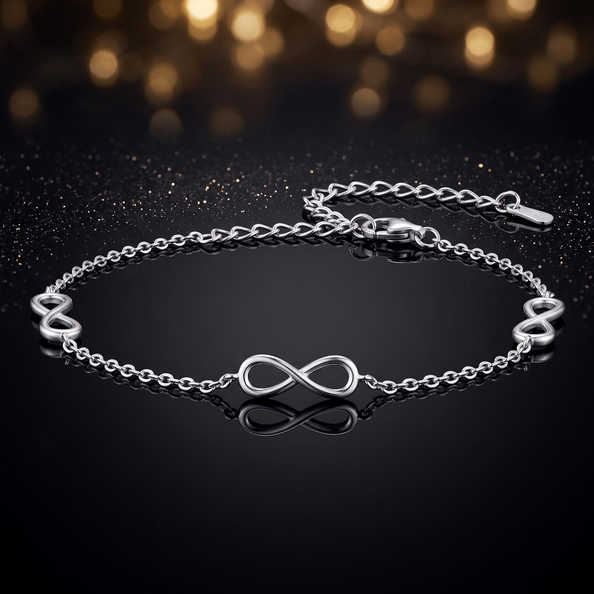 Sterling Silver Rose Gold Plated Triple Infinity Bracelet for Women, Dainty Everyday Jewelry Gift view 3