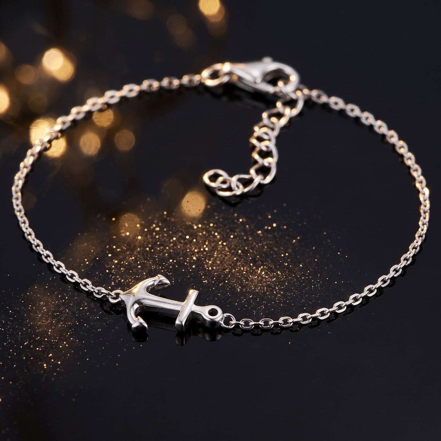 Sterling Silver Anchor Bracelet for Women, Chain Link, Dainty Everyday Jewelry Gift view 3
